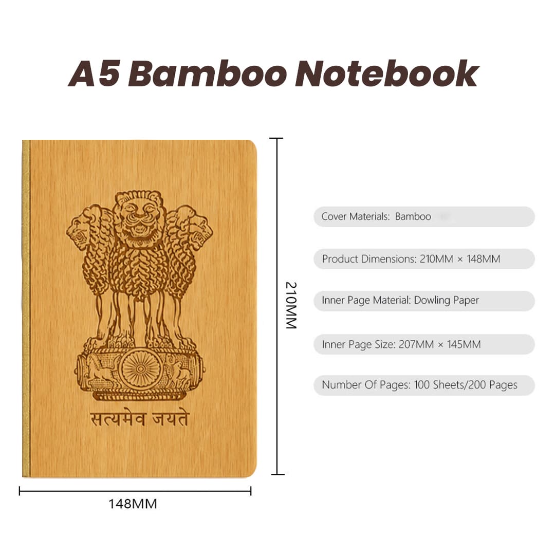 Premium Satyamev Jayate Wooden Desk Essentials Gift Set